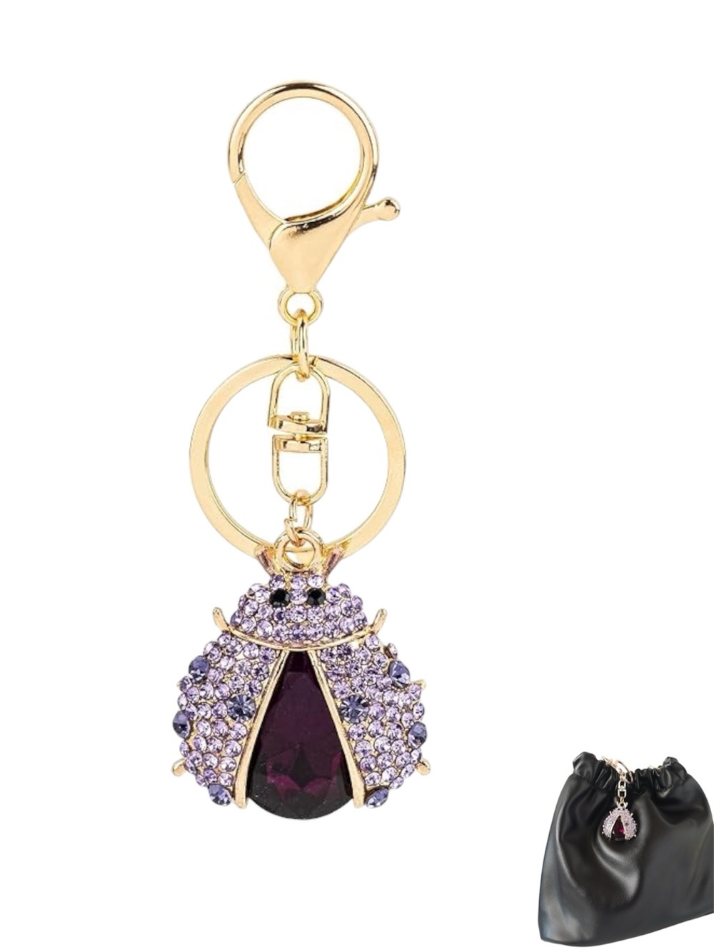 Ladybug Bag Charm Rhinestone Crystal Keychain 1PC